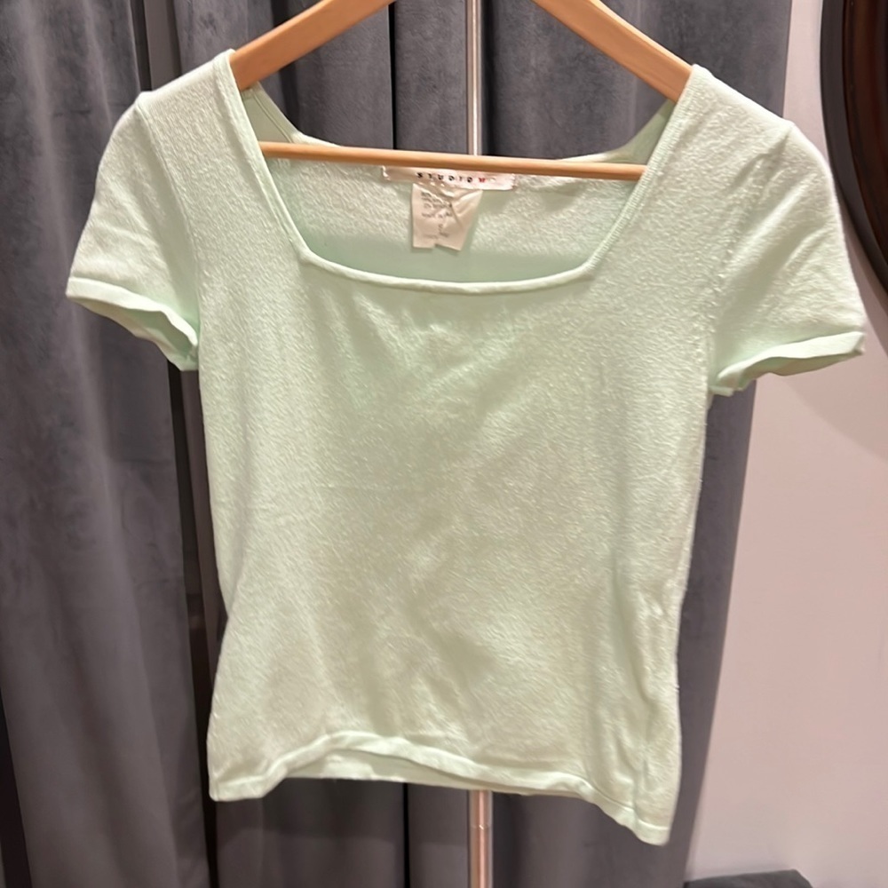 Vintage 90s cap sleeve square neck cropped sweater